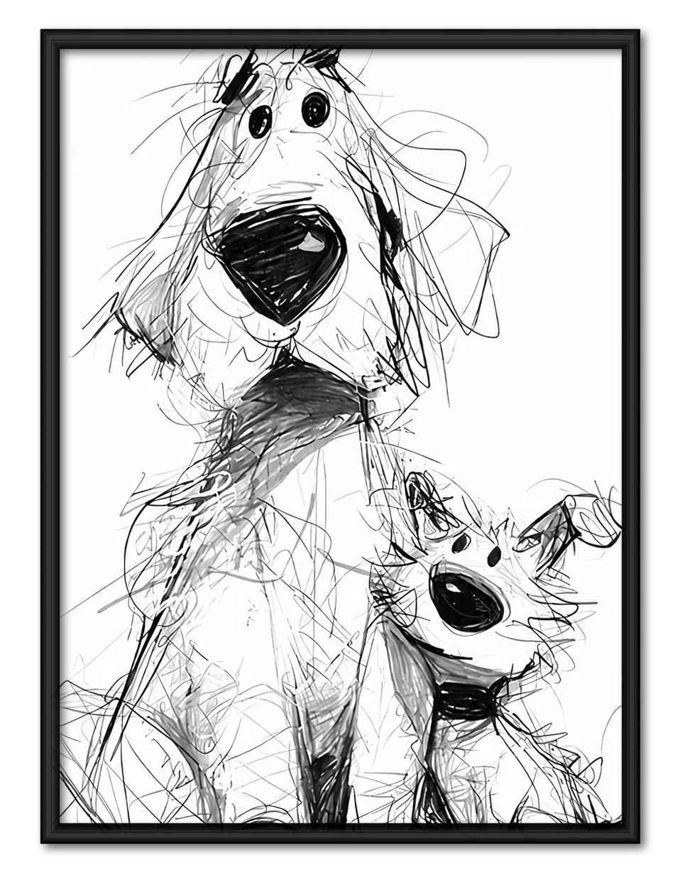 Black and White Dog Sketch Wall Art 1