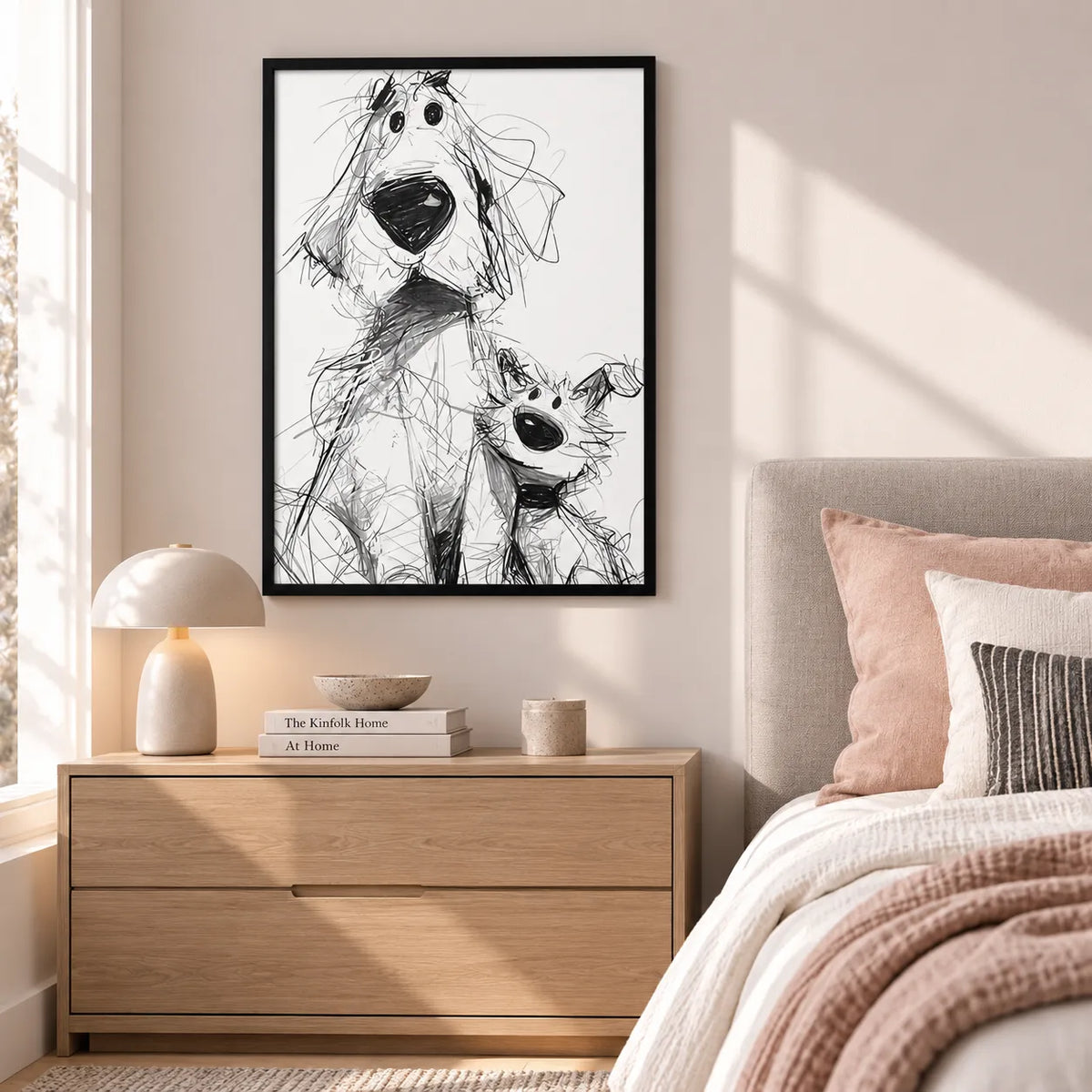 Black and White Dog Sketch Wall Art 2