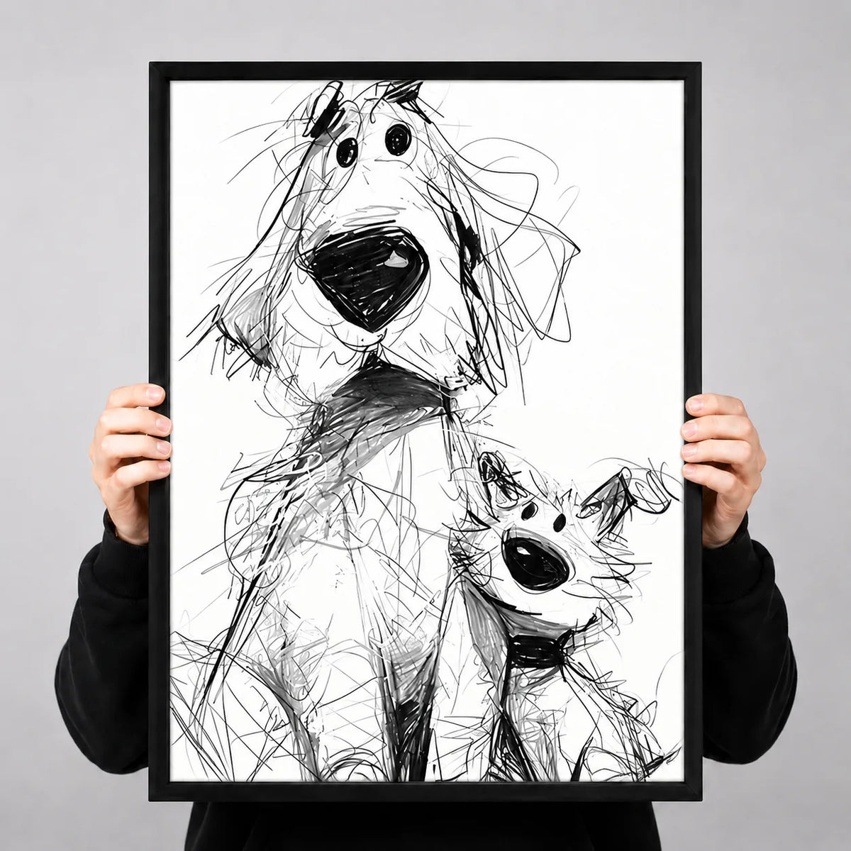 Black and White Dog Sketch Wall Art 3