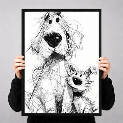 Black and White Dog Sketch Wall Art 3