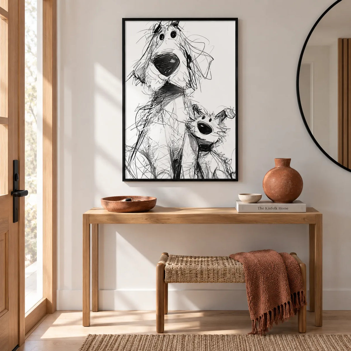 Black and White Dog Sketch Wall Art 4