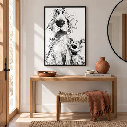 Black and White Dog Sketch Wall Art 4