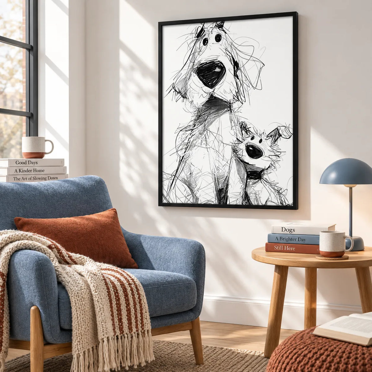 Black and White Dog Sketch Wall Art 5