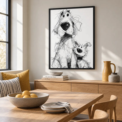 Black and White Dog Sketch Wall Art 6