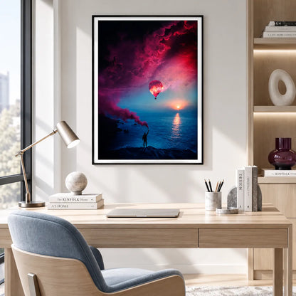 Hot Air Balloon Over Ocean Dreamscape Wall Art 2
