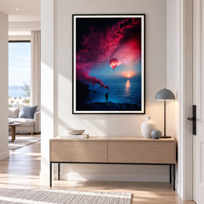 Hot Air Balloon Over Ocean Dreamscape Wall Art 3
