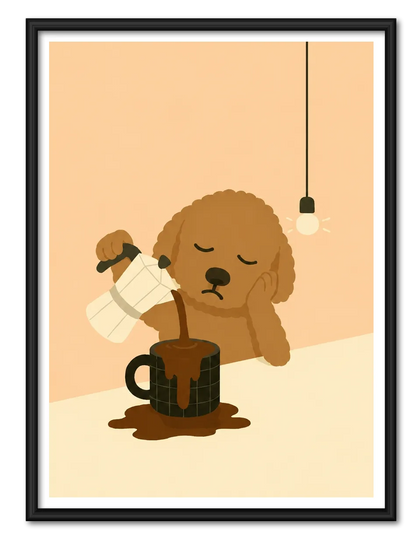 Sleepy Dog Coffee Pour Wall Art