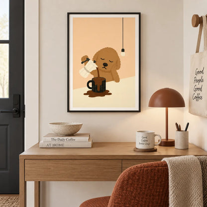 Sleepy Dog Coffee Pour Wall Art 2