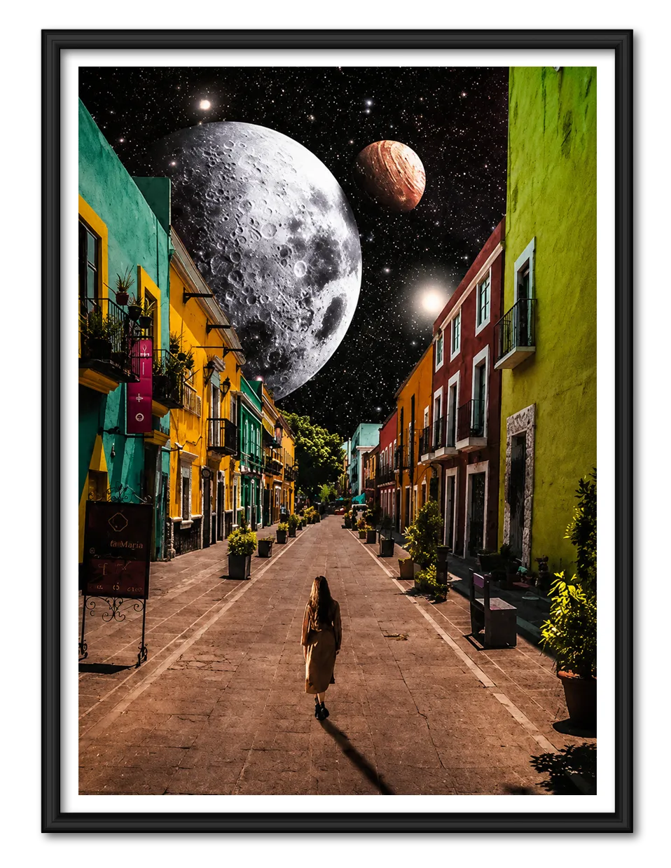 Cosmic Street Giant Moon Surreal Wall Art 1