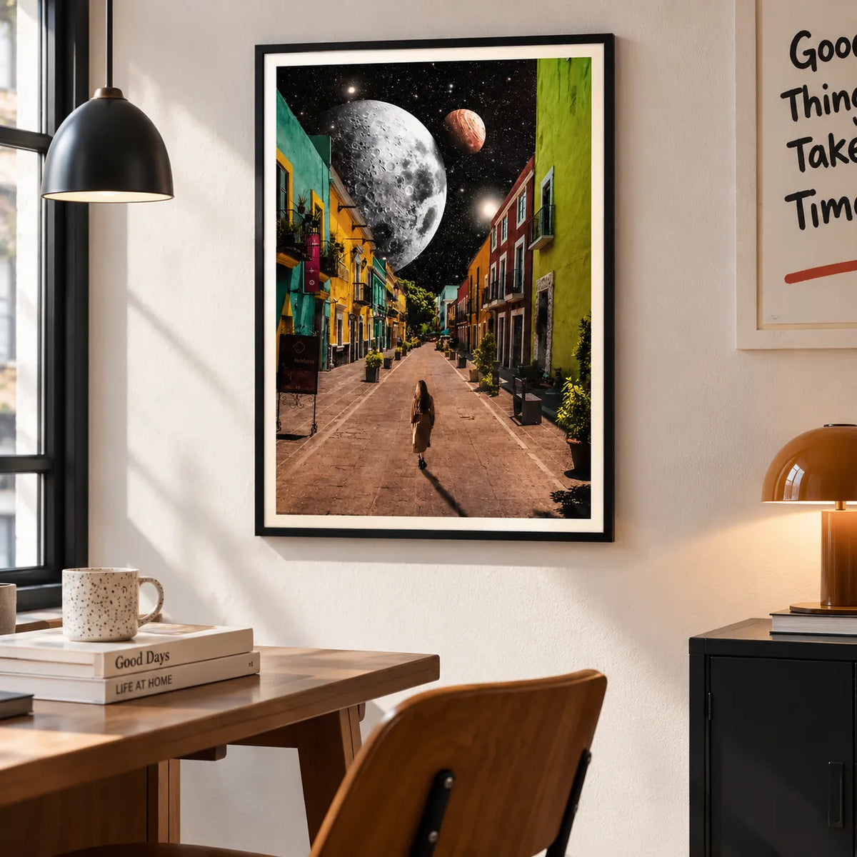 Cosmic Street Giant Moon Surreal Wall Art 3