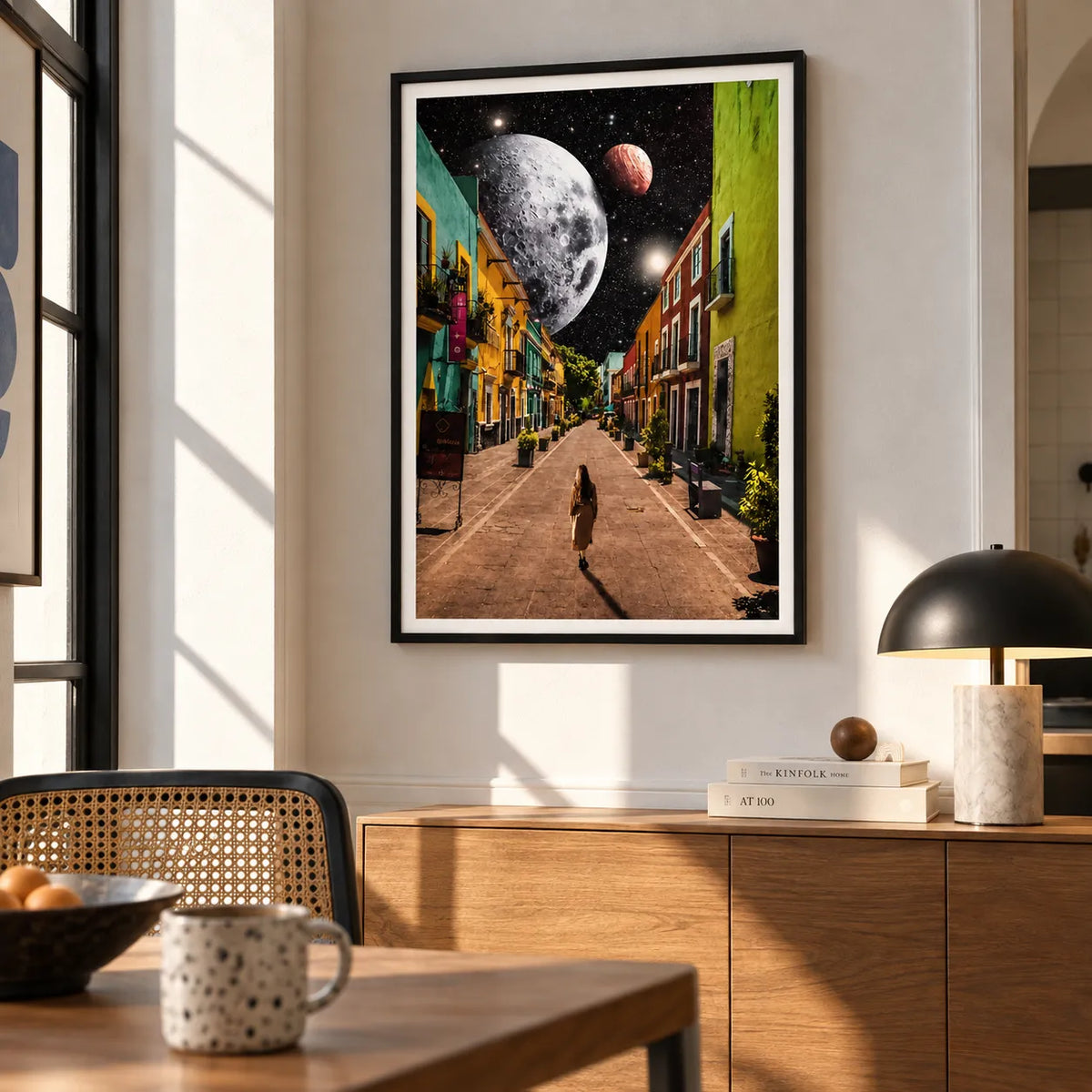 Cosmic Street Giant Moon Surreal Wall Art 4