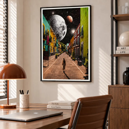 Cosmic Street Giant Moon Surreal Wall Art 5
