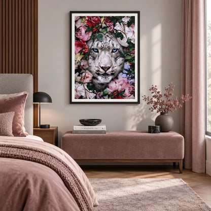 Snow Leopard Floral Portrait Wall Art 5