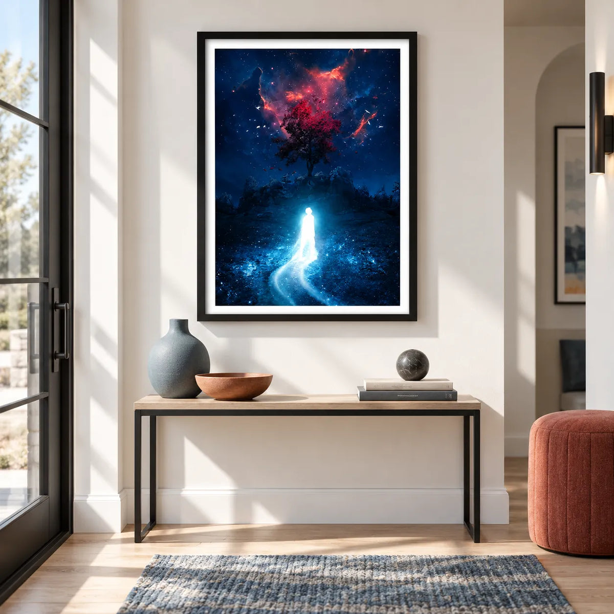 Glowing Figure Cosmic Tree Wall Art 2