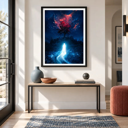Glowing Figure Cosmic Tree Wall Art 2