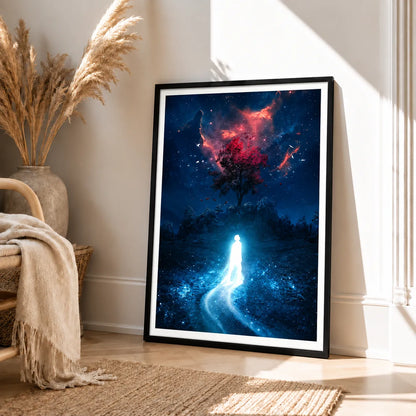 Glowing Figure Cosmic Tree Wall Art 4