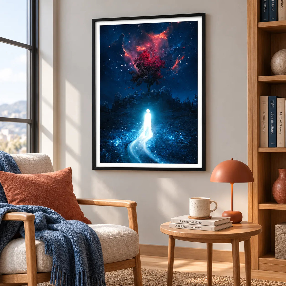 Glowing Figure Cosmic Tree Wall Art 5