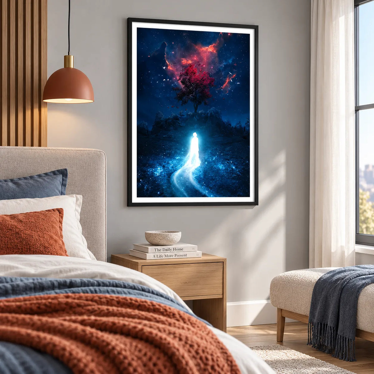 Glowing Figure Cosmic Tree Wall Art 6
