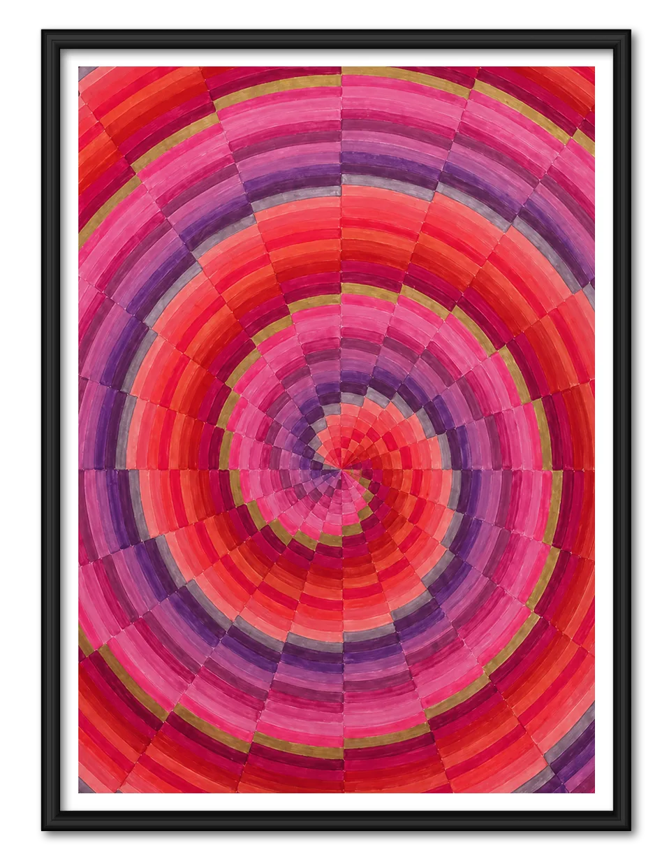 Pink Radiating Circles Abstract Wall Art 1