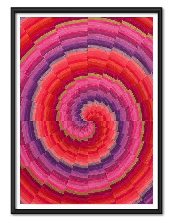 Pink Radiating Circles Abstract Wall Art