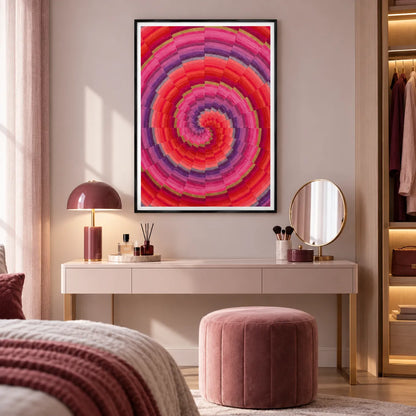 Pink Radiating Circles Abstract Wall Art 2