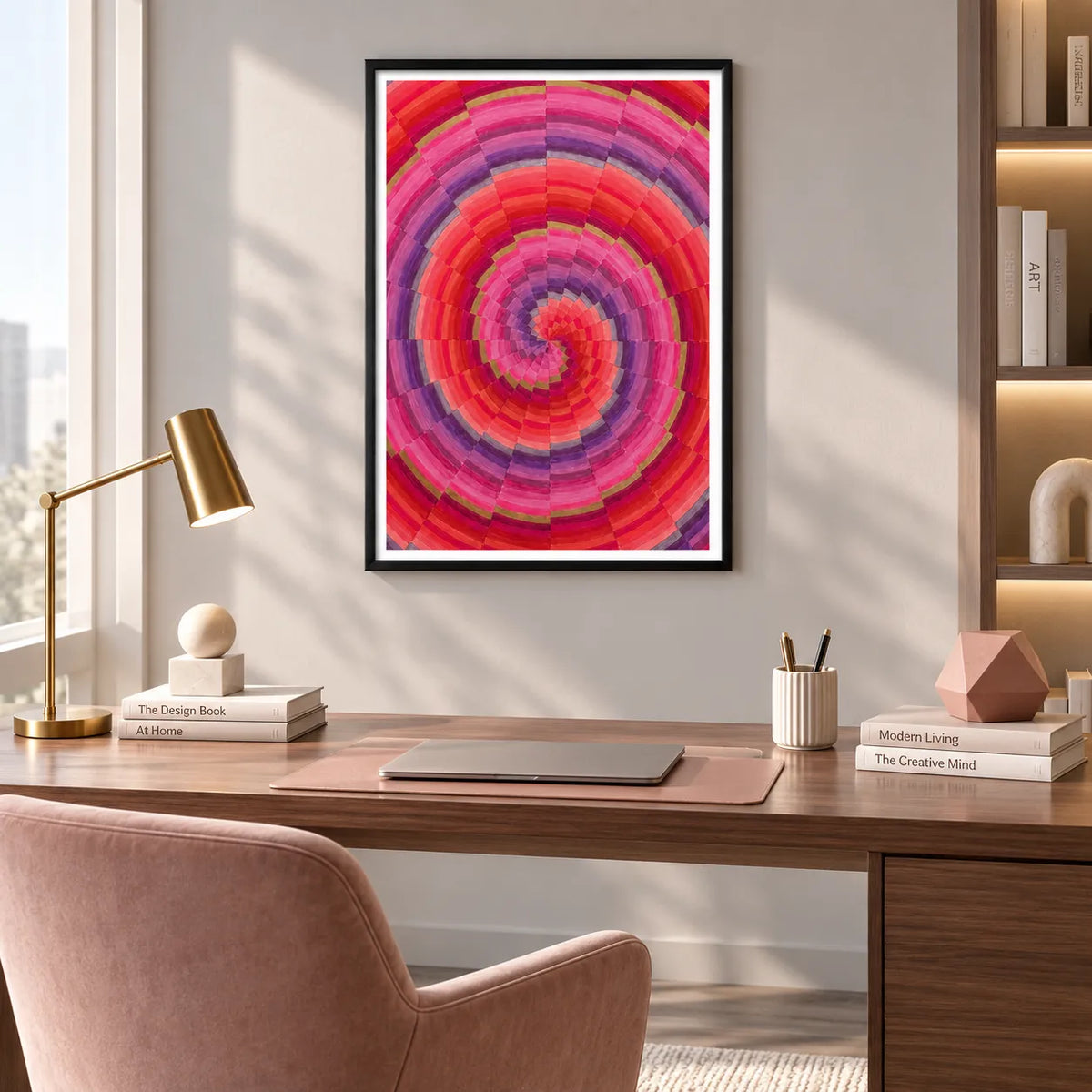 Pink Radiating Circles Abstract Wall Art 4