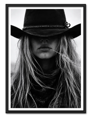 Black and White Cowgirl Portrait Wall Art