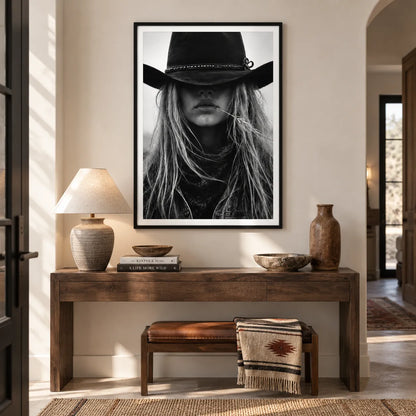 Black and White Cowgirl Portrait Wall Art 5