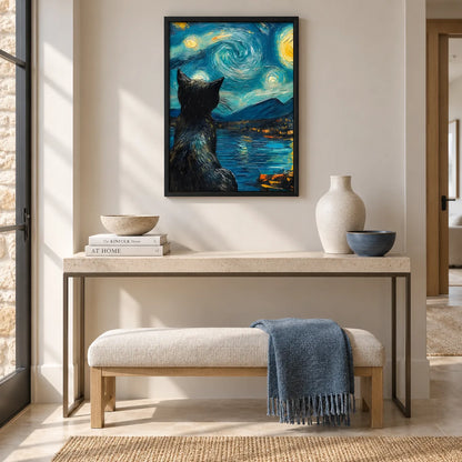 Black Cat Starry Night Wall Art 6