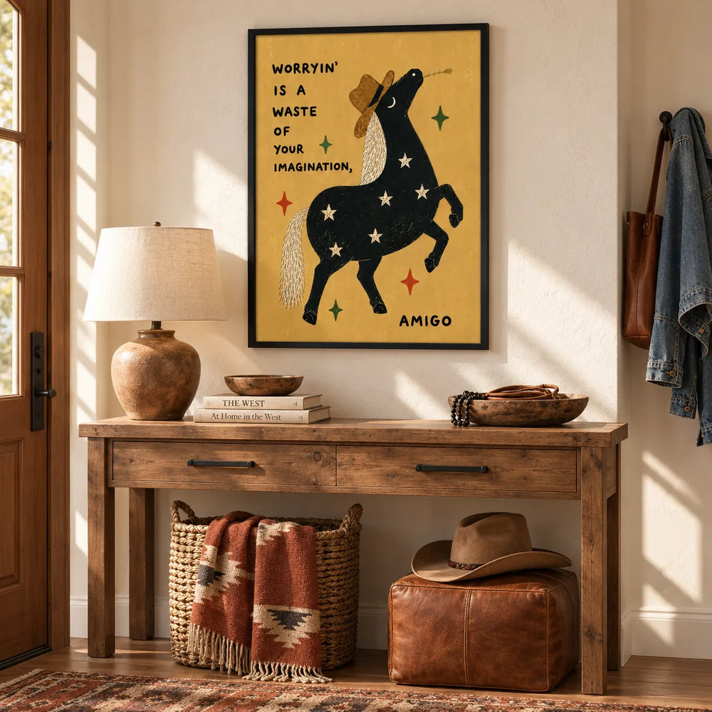 Worryin’ Is A Waste Cowboy Horse Wall Art 2
