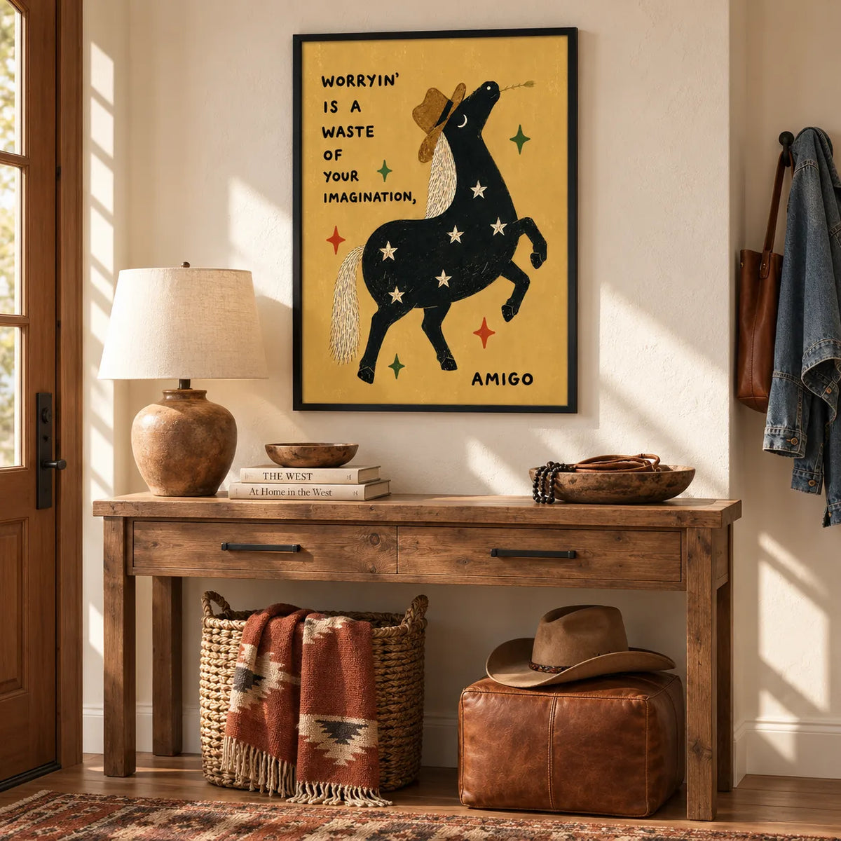 Worryin’ Is A Waste Cowboy Horse Wall Art 2