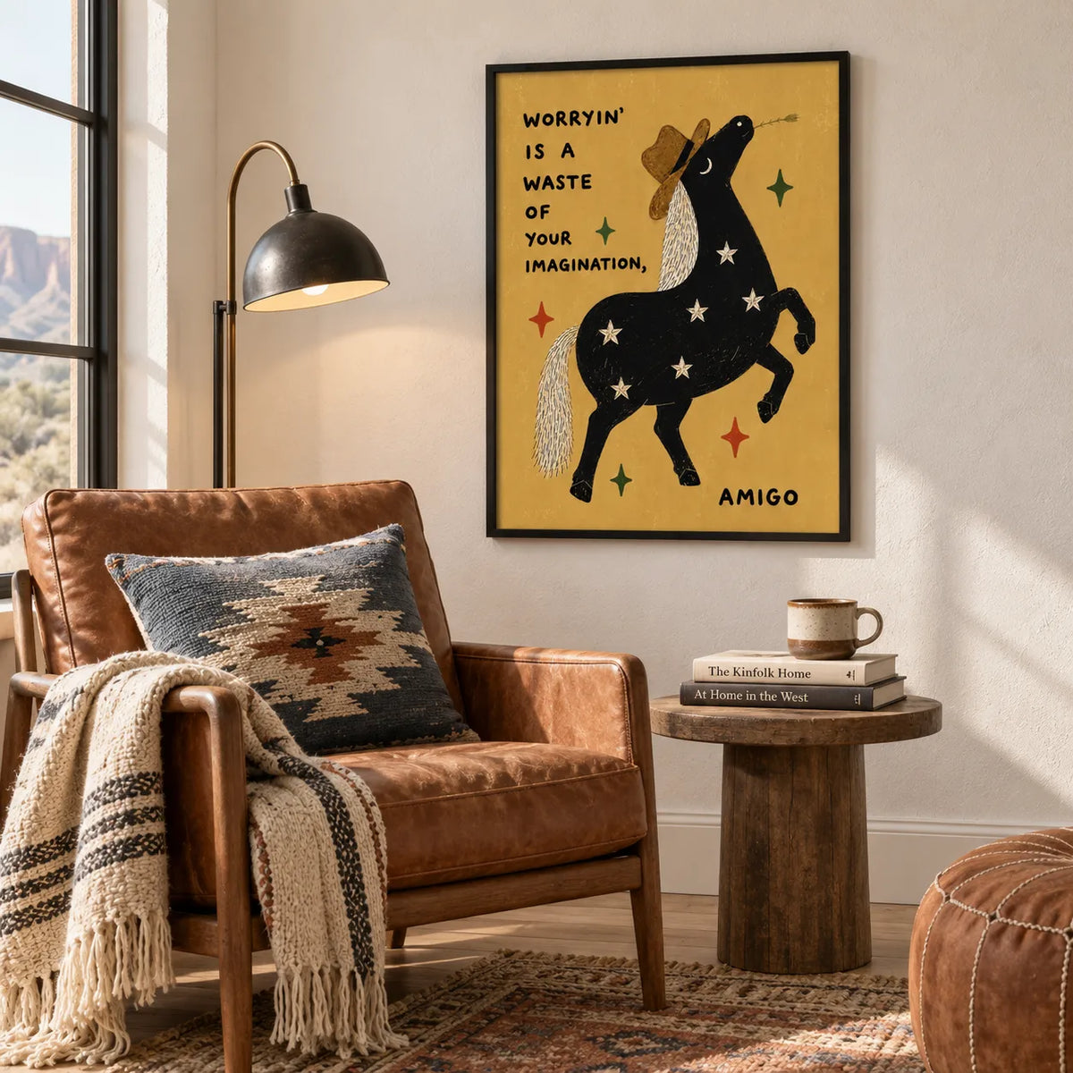 Worryin’ Is A Waste Cowboy Horse Wall Art 4