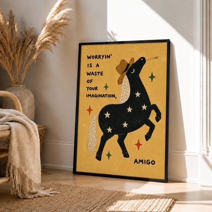 Worryin’ Is A Waste Cowboy Horse Wall Art 5