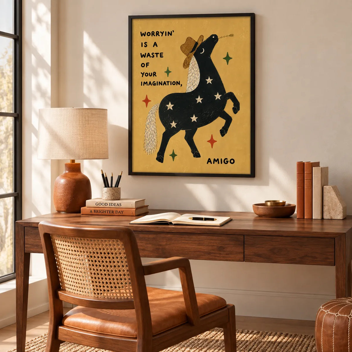 Worryin’ Is A Waste Cowboy Horse Wall Art 6