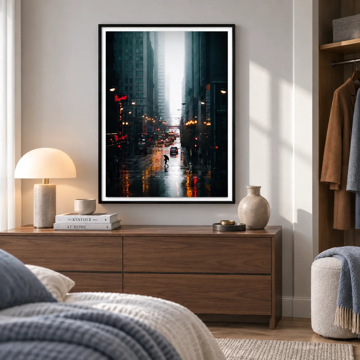 Rainy City Street Night Photography Wall Art 2