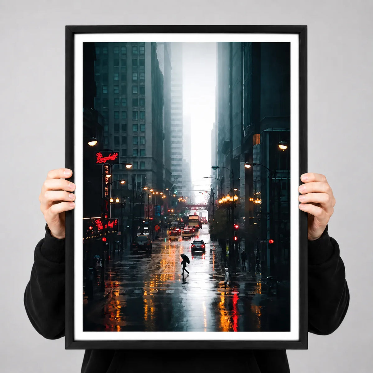 Rainy City Street Night Photography Wall Art 3
