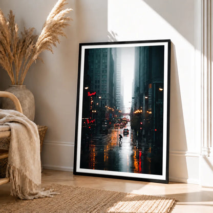 Rainy City Street Night Photography Wall Art 4