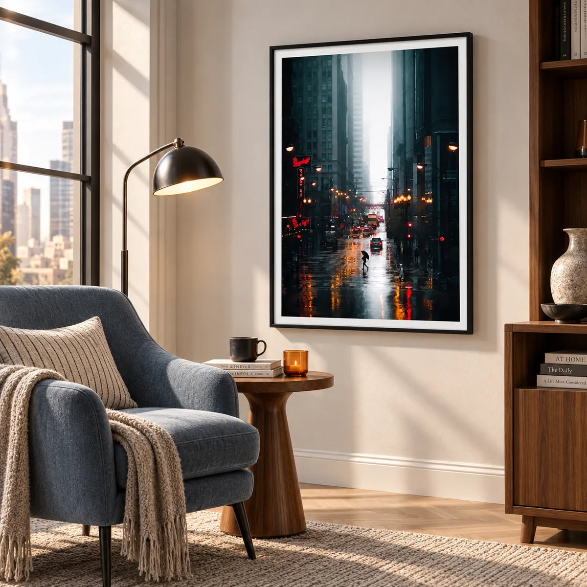 Rainy City Street Night Photography Wall Art 5