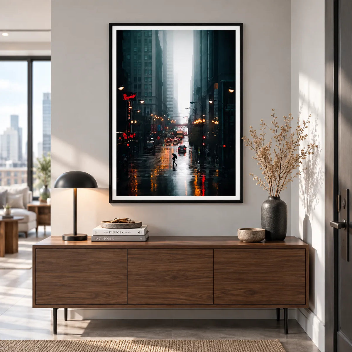 Rainy City Street Night Photography Wall Art 6