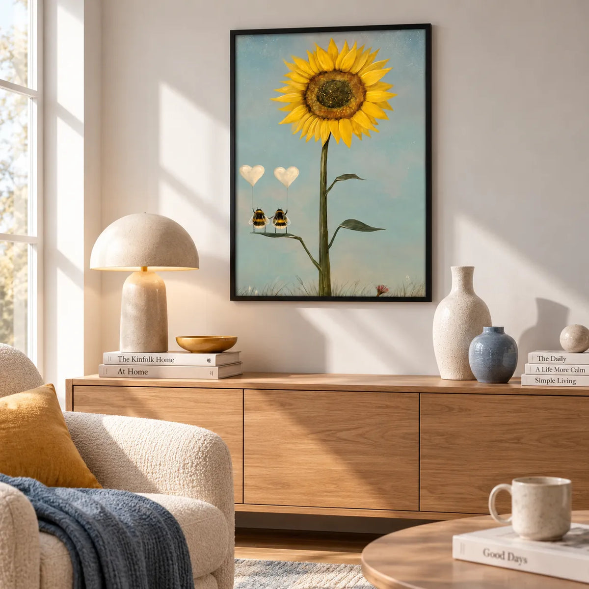 Sunflower Bees Love Balloon Wall Art 6
