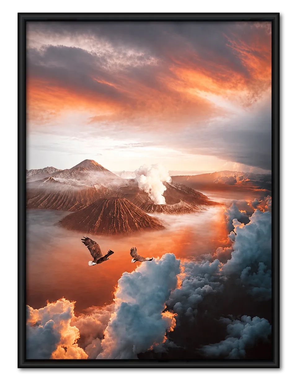 Volcano Above The Clouds Sunset Wall Art 1