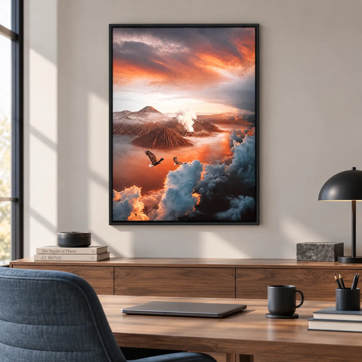 Volcano Above The Clouds Sunset Wall Art 2
