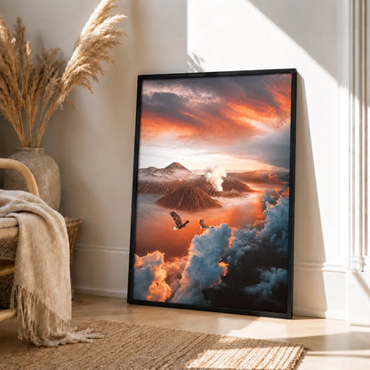 Volcano Above The Clouds Sunset Wall Art 4