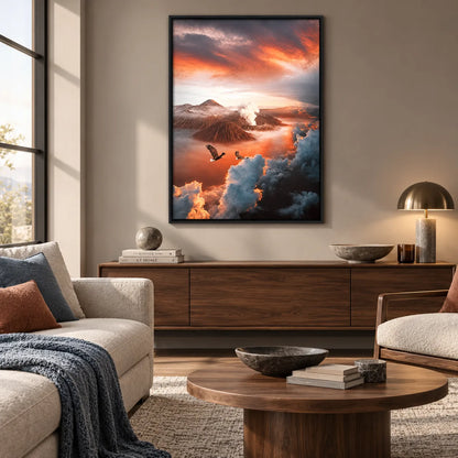 Volcano Above The Clouds Sunset Wall Art 6
