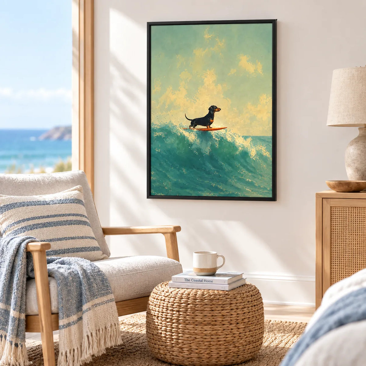 Surfing Dachshund Ocean Wave Wall Art 5