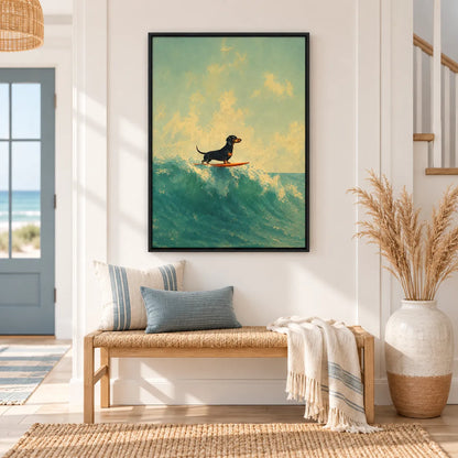 Surfing Dachshund Ocean Wave Wall Art 6