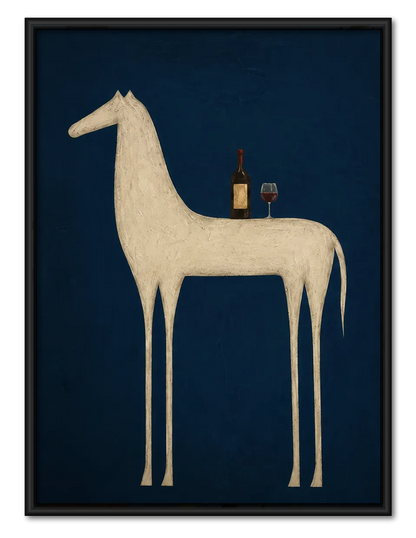 Minimal Horse and Wine Wall Art 1