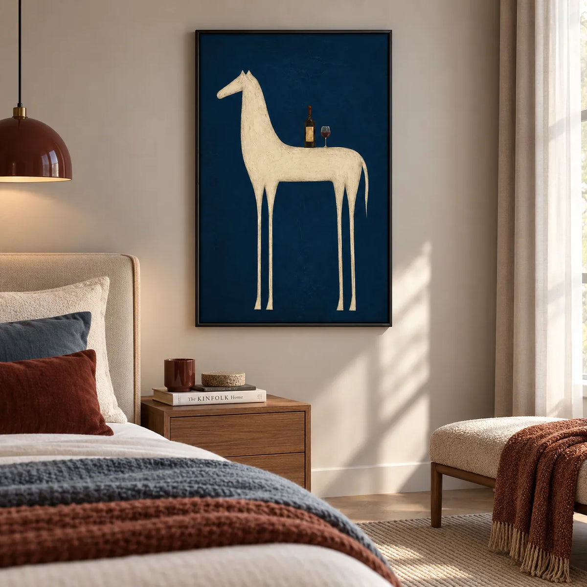 Minimal Horse and Wine Wall Art 2