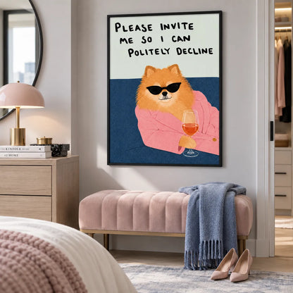 Please Invite Me So I Can Politely Decline Cat Wall Art 2
