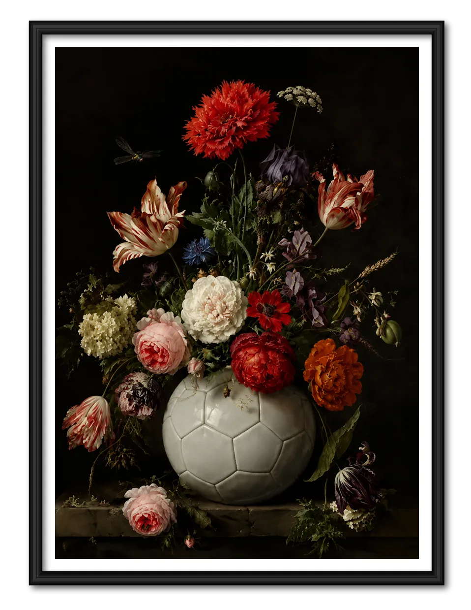 Floral Bouquet in Soccer Ball Vase Wall Art 1